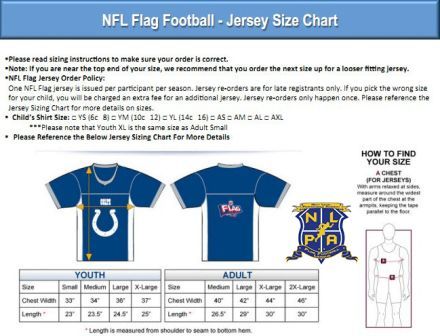 youth nfl jersey size chart